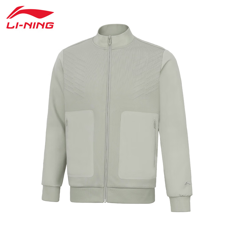 李宁（LI-NING） AJDT701防风保暖男款开衫无帽风衣商务夹克训练系列运动外套驼灰色M