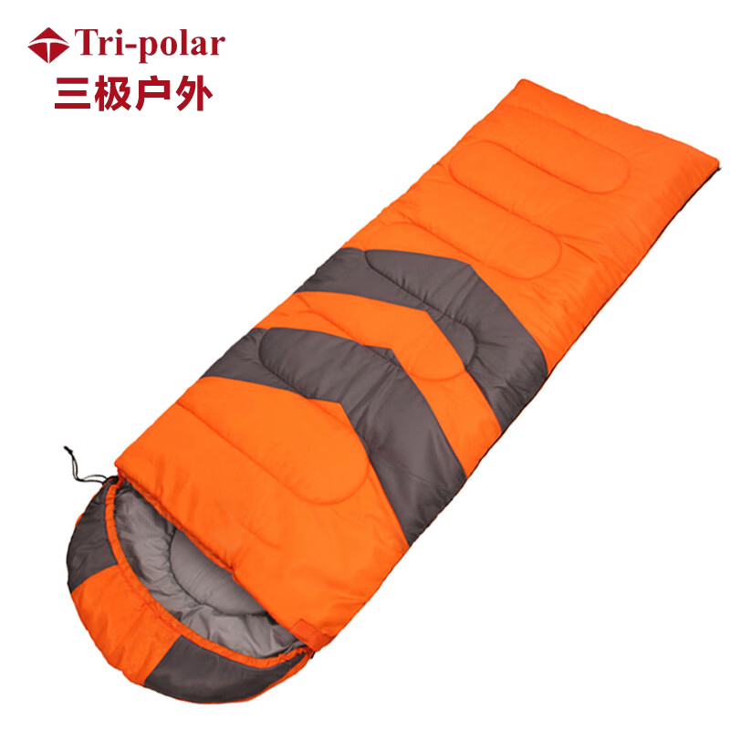 三极户外（Tri-polar） TP2918中空棉睡袋保暖防寒单人睡袋加厚保暖大人便携式露营防寒睡袋T210*75cm充棉量1.5kg橘色