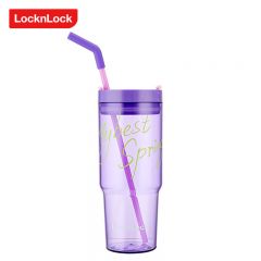 乐扣乐扣（LOCK&LOCK） HAP799VOLFU家用品趣饮吸管杯塑料杯便携水杯紫色850ml