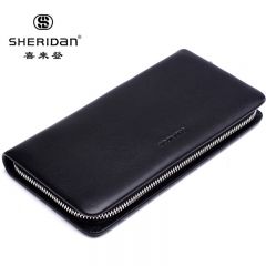 喜来登（Sheridan）钱包男长款拉链 商务超大黑色男士头层牛皮钱包NL161015S黑色