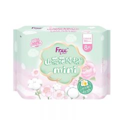 Free飞  山茶花精华卫生巾迷你型纯棉日用 丝薄迷你卫生巾 190mm*8片