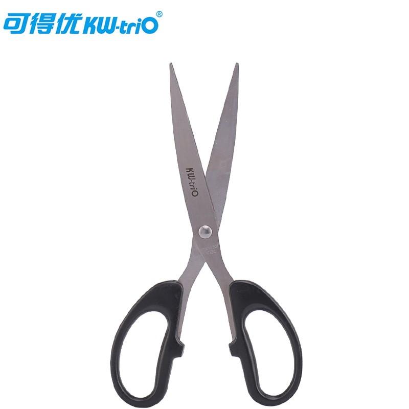 可得优（KW-triO） 高级办公剪刀家用剪子碳钢剪刀省力耐磨7英寸 黑色