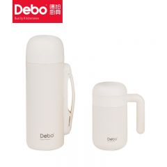 徳铂（Debo） 316不锈钢保温壶保温杯灵巧家用办公杯壶套装两件套 DEP-814 白色