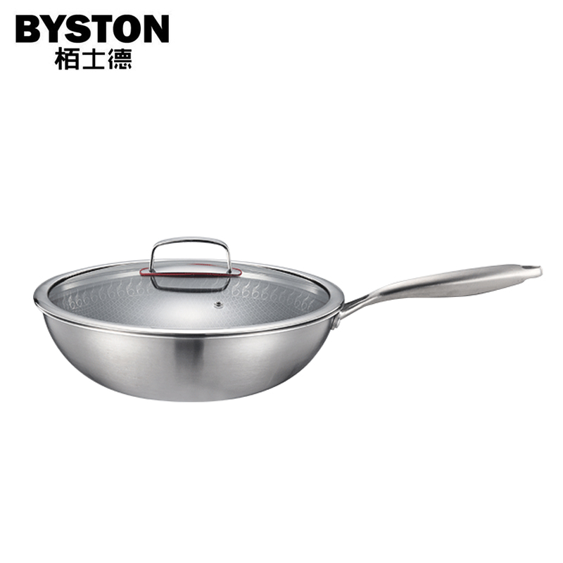 栢士德（BYSTON） 304三层钢蜂窝炒锅 32公分奥德劳格炒锅BST-117少油烟家用烹饪锅