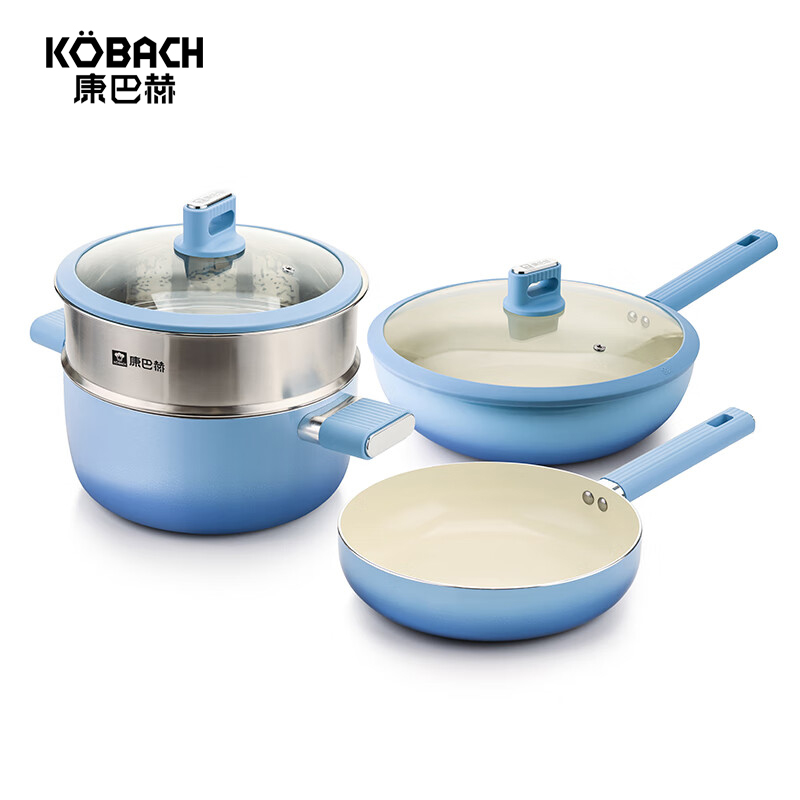 康巴赫（KBH）  溢彩不粘锅具四件套  LPB-CT04A 24cm+24cm+30cm