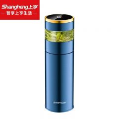 上亨（shangheng） 316不锈钢保温杯水杯数显测温大容量车载泡茶喝水杯子茶水分离杯 显温茶水分离【450ML蓝】SHZH-CFB007