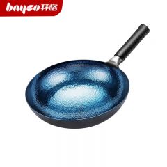 拜格（BAYCO） 章丘已开锅铁锅32cm圆底炒锅无涂层不易粘老式家用精铁锅BG50130