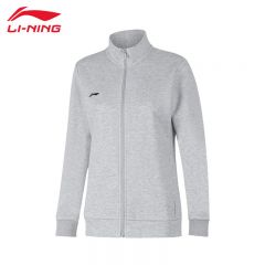 李宁（LI-NING） 柔软舒适保暖女款开衫无帽卫衣AWDUA76-2花灰S码