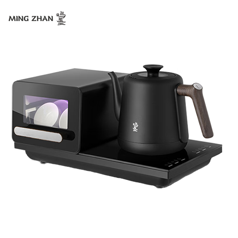 鸣盏 MZ151A 全自动上水壶紫外线杀菌消毒烘干一体底部上水茶台多段控温烧水壶电热水壶嵌入式电茶炉茶具套装 消毒茶艺壶黑色