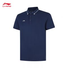 李宁（LI-NING） APLV063-8男士舒适透气短袖POLO亲肤上衣深航舰蓝2XL码