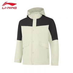 李宁（LI-NING） 防风保暖男款运动风衣AFDUA13-3瓷秘色曜石灰S
