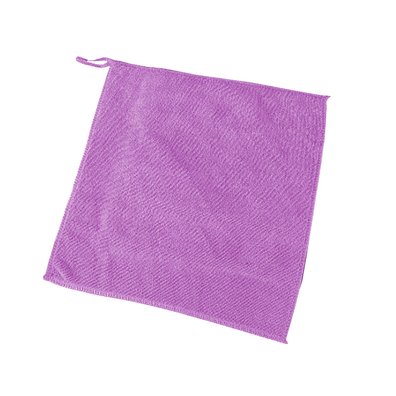 兰诗（LAUTEE） 清洁方巾挂钩超细纤维毛巾清洁手帕紫色30*30cm10条装 DA1080