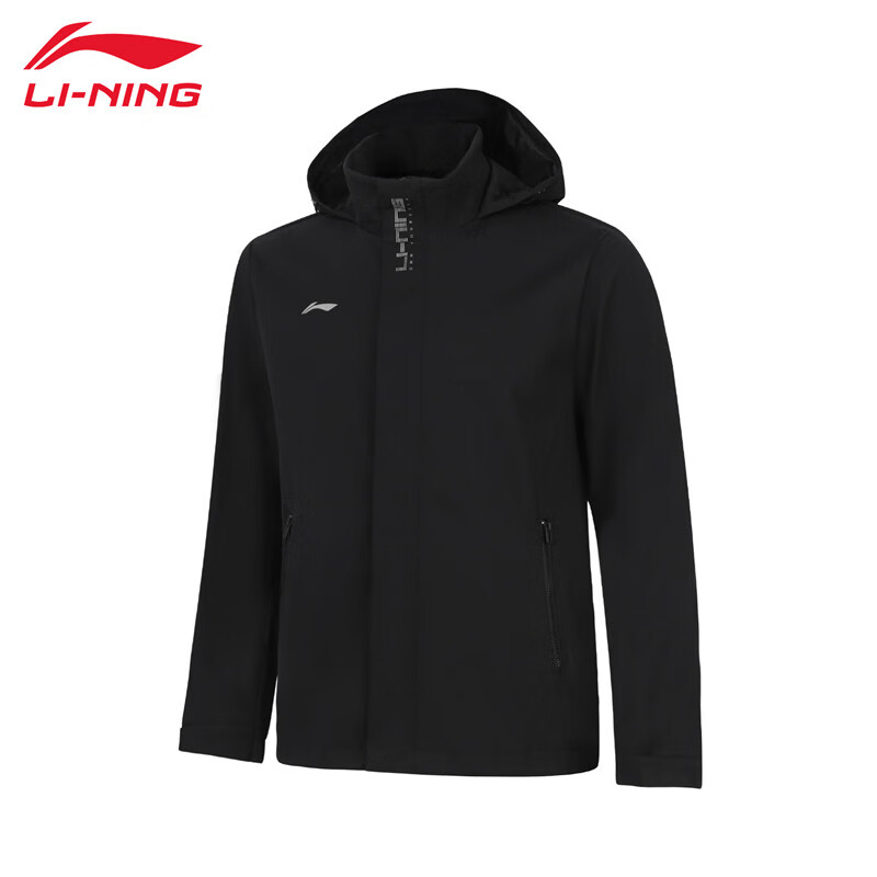 李宁（LI-NING） 防风保暖男款运动风衣AFDUA05-7黑色XL