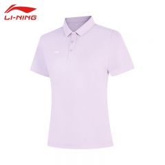 李宁（LI-NING） APLV496-5女士舒适透气短袖POLO衫亲肤吸汗上衣云中紫XS码