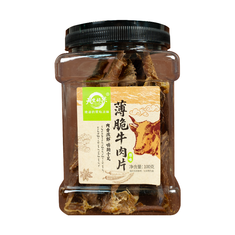 天生好果 薄脆牛肉片 原味 100克/罐