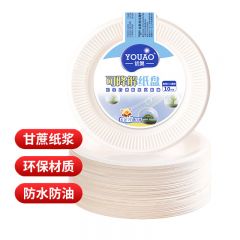 优奥（YOUAO） 一次性盘子6英寸（30只装）可降解纸盘纸碟蛋糕手工盘烧烤野餐盘