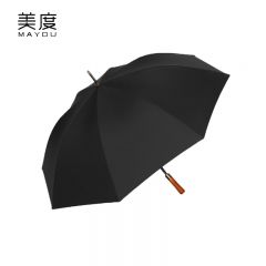 美度（MAYDU） M6008长柄自动开超大实木手柄伞大号加固直杆防风长柄晴雨伞黑色