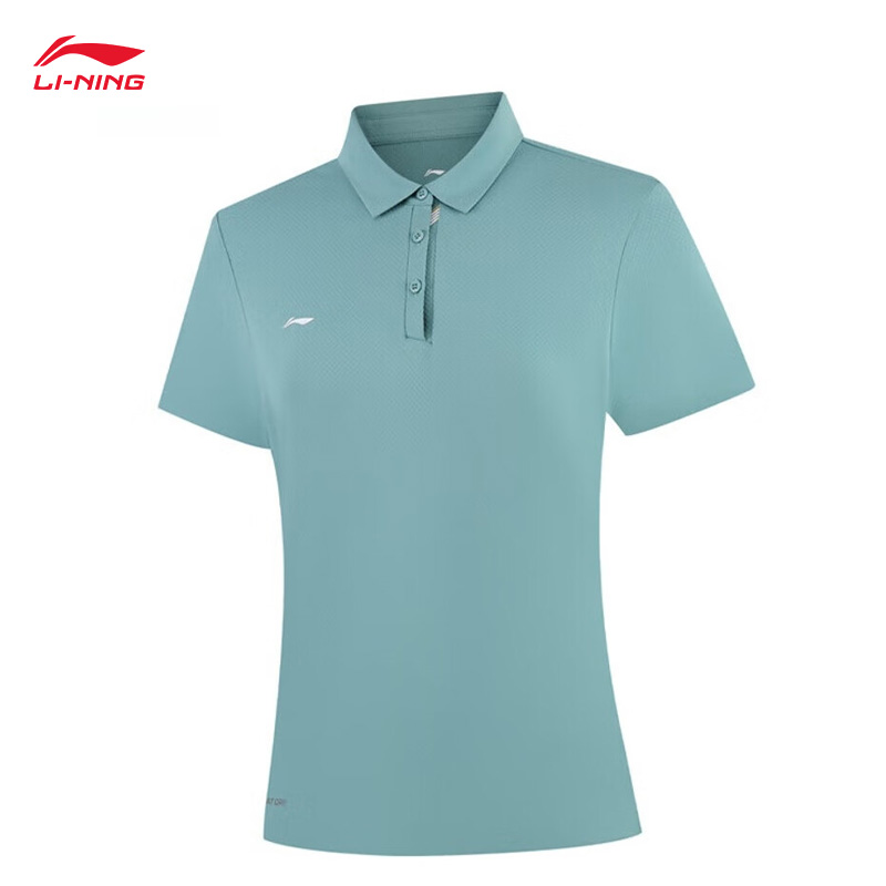 李宁（LI-NING） APLV136-5女士舒适透气亲肤吸汗短袖POLO上衣幽泉绿3XL码