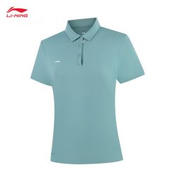 李宁（LI-NING） APLV136-5女士舒适透气亲肤吸汗短袖POLO上衣幽泉绿XL码