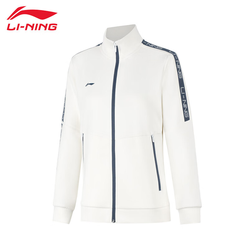 李宁（LI-NING） 柔软舒适保暖女款开衫无帽卫衣AWDUA80-2乳白色S