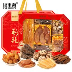 福东海 海味特产干货滋补品送长辈父母505克 羊肚菌山珍海味黄花鱼胶花菇元贝灵芝六拼礼盒
