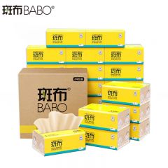 斑布（BABO） 抽纸原生竹浆 遇水不易破餐巾纸纸巾 3层90抽6包 200*135mm