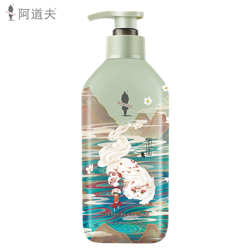 阿道夫（ADOLPH） 山海经茶麸祛屑止痒洗发水350ml 控油蓬松洗发露男女士通用