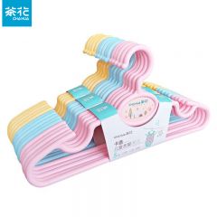 茶花（CHAHUA）   卡通塑料小号中号无痕防滑儿童晾衣架   5支装颜色随机