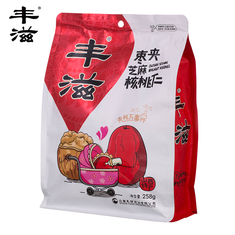 丰滋 枣夹芝麻核桃仁258g 骏枣休闲零食坚果干免洗大枣 袋装