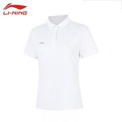 李宁（LI-NING） APLV028-12女士舒适透气短袖POLO衫速干T恤标准白XS码