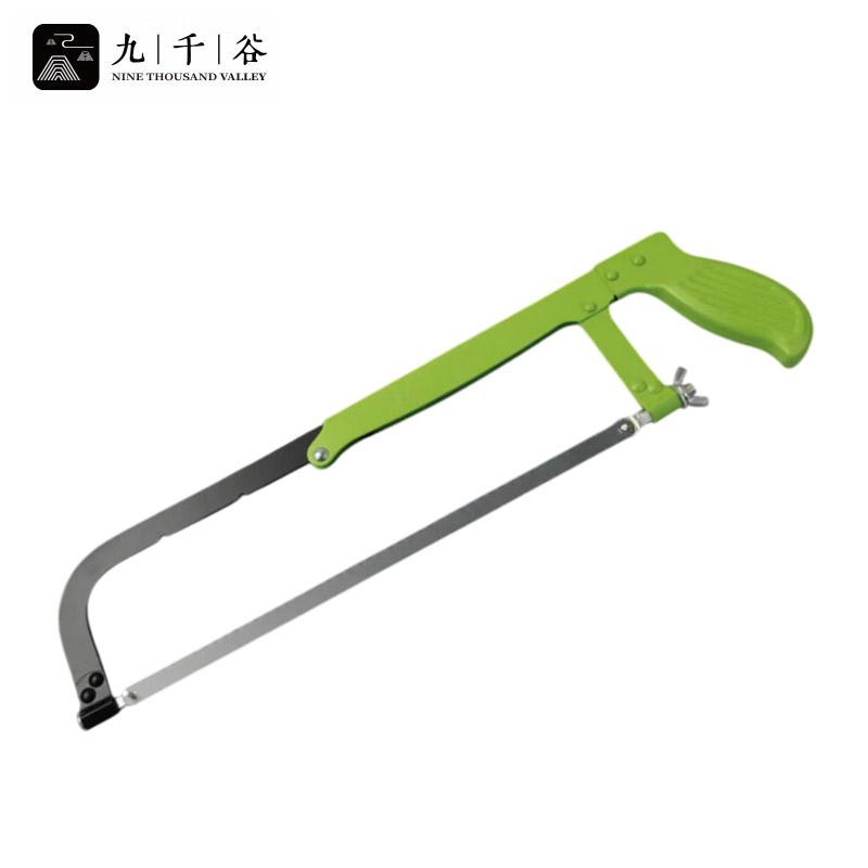 九千谷 锯子手持钢锯弓家用小型手工木工线锯铁神器金属切割钢丝锯 绿黑 可调节钢锯架