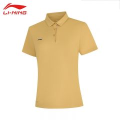 李宁（LI-NING） APLV136-6女士舒适透气短袖POLO亲肤吸汗上衣土黄色XL码