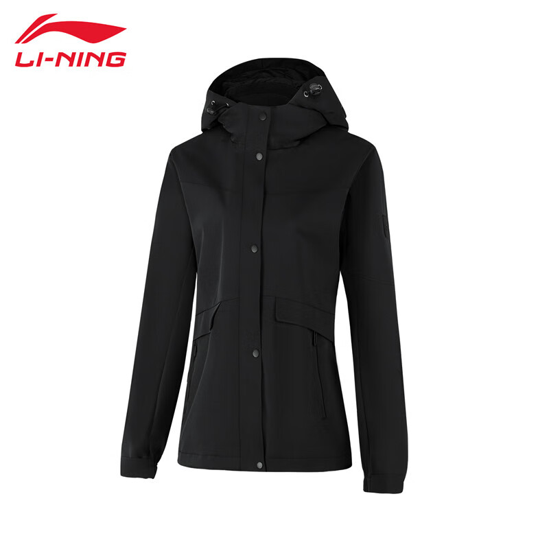李宁（LI-NING） 防风保暖女款运动风衣 AFDUA14-8 黑色黑色XXL
