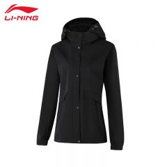 李宁（LI-NING） 防风保暖女款运动风衣 AFDUA14-8 黑色黑色M