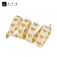 九千谷 丝带缎带鲜花束装饰扎带派对生日礼物礼品带亮金爱心1.6cm*9m2141