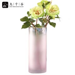 九千谷 花瓶磨砂粉色 水培插花摆件家居客厅富贵竹花餐桌花艺摆设5563