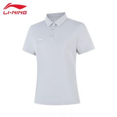 李宁（LI-NING） APLV028-11女士舒适透气短袖POLO衫速干T恤静灰色XS码