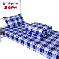 三极户外（Tri-polar） TP2855全棉40纱支三件套宿舍可用单人床品套件蓝白格