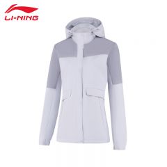 李宁（LI-NING） 防风保暖女款运动风衣AFDUA14-6曙灰色鸽子灰3XL