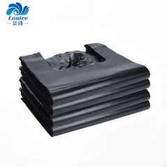 兰诗（LAUTEE）FH-1166 黑色手提垃圾袋 酒店商用背心垃圾袋 31*51cm*100只装