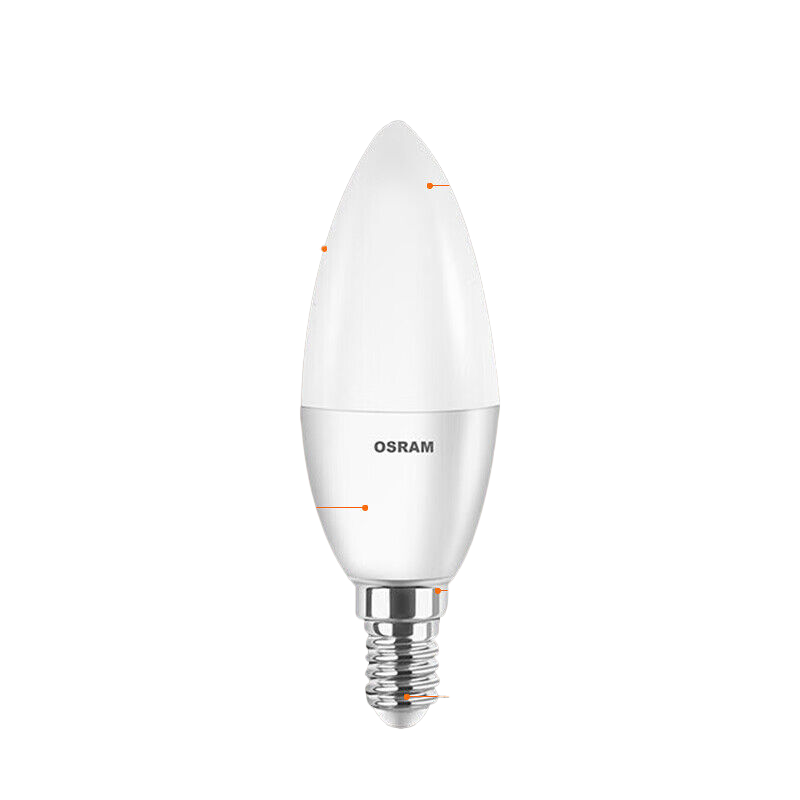 欧司朗（OSRAM） LED灯泡 星亮B型蜡烛灯尖泡 E14 4.9W 2700K 黄光