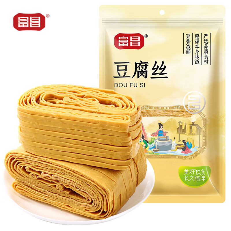 富昌 豆腐丝300g 豆腐皮油豆皮云丝千张腐竹素食豆制品凉拌火锅食材