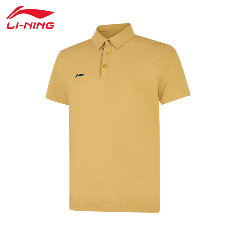 李宁（LI-NING） APLV133-6男士舒适透气短袖POLO亲肤吸汗上衣土黄色M码