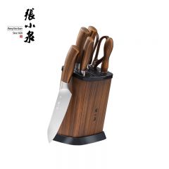 张小泉 鬼舞刀具套装七件套家用厨房套装切片水果刀菜刀D40520100 深棕色