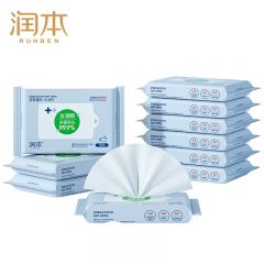 润本（RUNBEN） 酒精湿巾杀菌湿纸巾小包随身便携装学生可用10片*10包