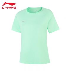 李宁（LI-NING） ATSV436-3女士舒适透气短袖亲肤吸汗上衣天缥绿3XL码