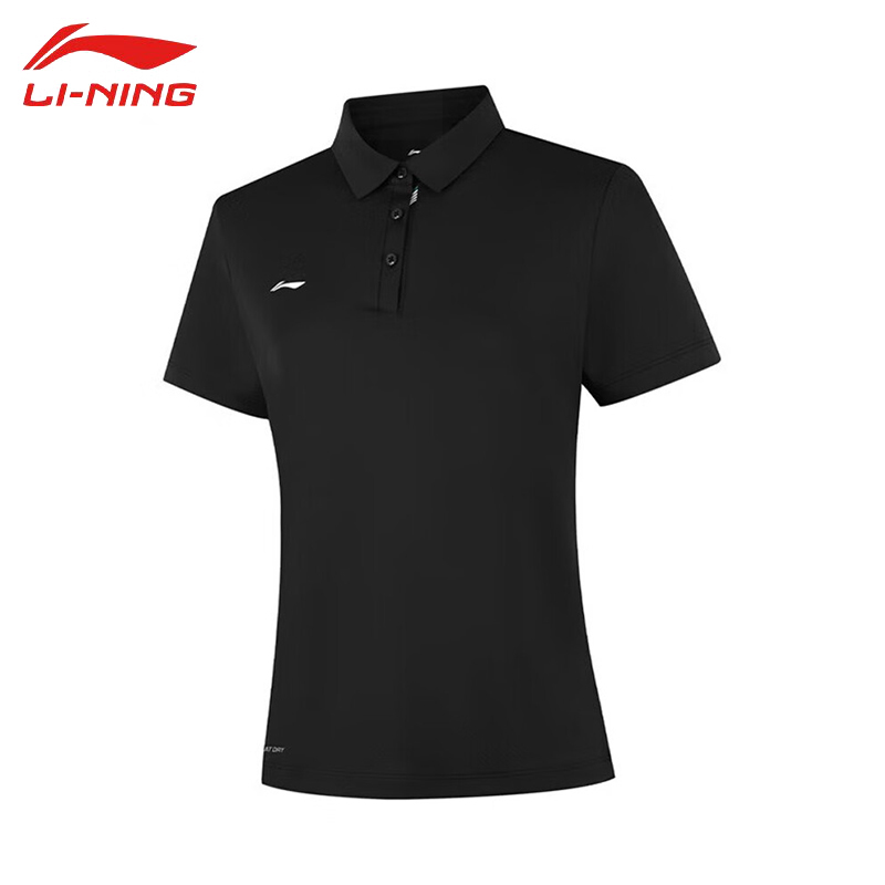 李宁（LI-NING） APLV136-2女士舒适透气短袖POLO亲肤吸汗上衣黑色3XL码