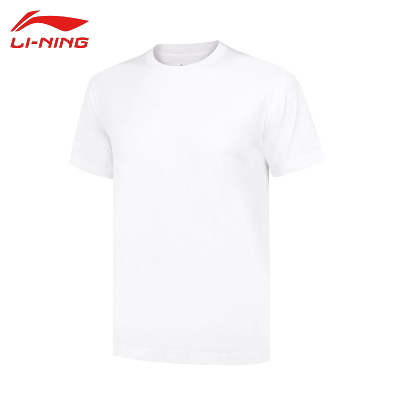 李宁（LI-NING） AHSUA49-1男士短袖文化衫透气亲肤上衣标准白S码