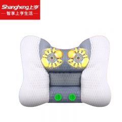 上亨（shangheng） SHZH-JKA01-2多功能肩颈部按摩枕头睡觉专用艾草热敷揉捏头部按摩神器颈椎按摩枕 豪华版【揉捏按摩+温控调节+手动气囊+液晶手控】