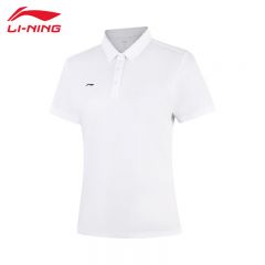 李宁（LI-NING） APLV496-1女士舒适透气短袖POLO衫亲肤吸汗上衣标准白XL码
